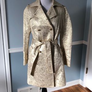 Cream and Gold Jacquard Peacoat